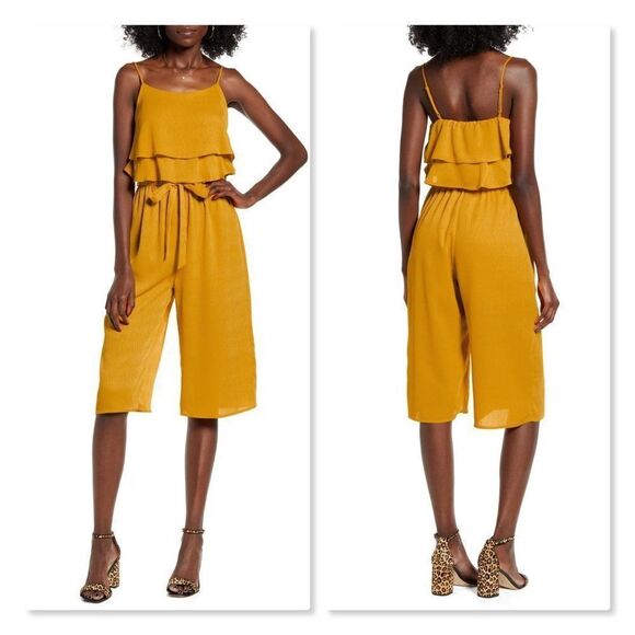 One Clothing Ruffle Sleeveless Crop Jumpsuit - Picture 1 of 7
